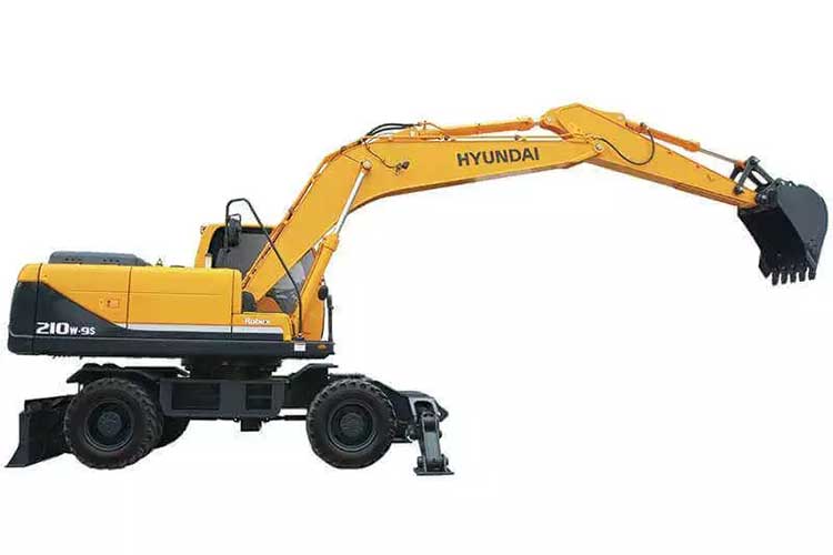 Экскаватор Hyundai R210W-9S с ковшом